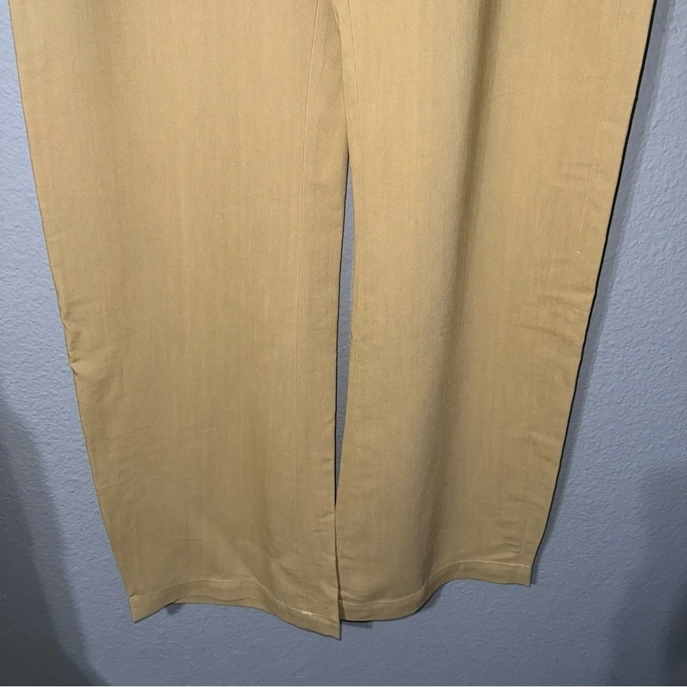 Zara Women Yellow Mid Rise Wide Leg‎ Blend Limited Edition Formal Pants Sz M